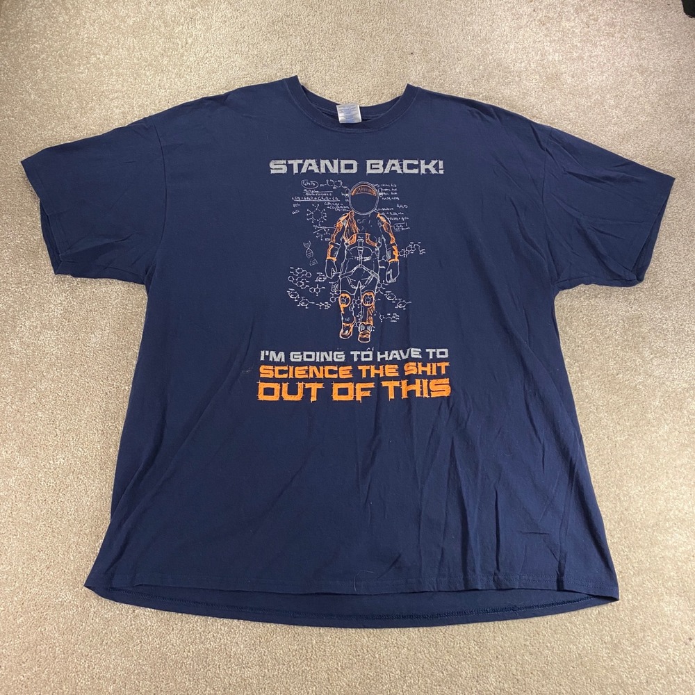 Gildan T-Shirt Mens 2XL Navy Blue The Martian Science The Shit Out Of This Tee